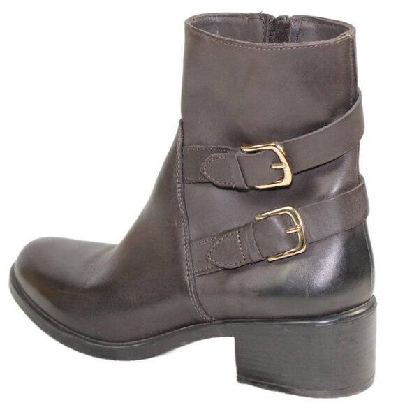 Emanuele Crasto Handcrafted Brown Double Buckle Moto Ankle Boot Size 41 (US 9.5) - Picture 3 of 8